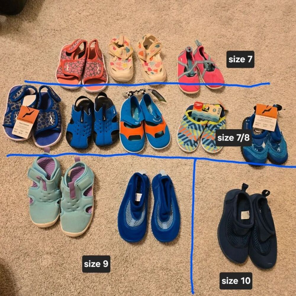 Toddler water shoes, girls and boys size 7-10